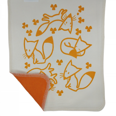 Kettu-kuosi, valko-oranssi liina.