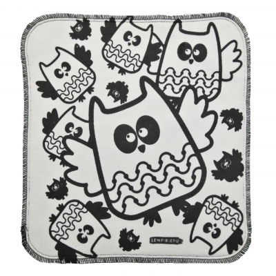 Pöllöt-kuosi, valko-musta liina.