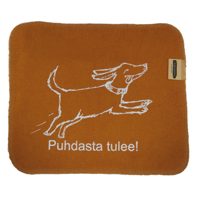 "Puhdasta tulee" -kuosi, oranssi liina.