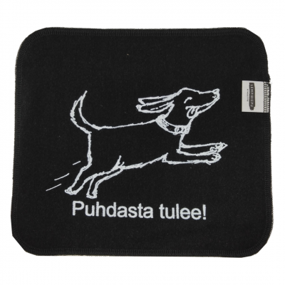 "Puhdasta tulee" -kuosi, musta liina.