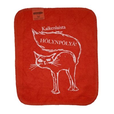 Kaikenlaista hölynpölyä! kissa tiskirätti punainen – bambuinen kestotiskirätti