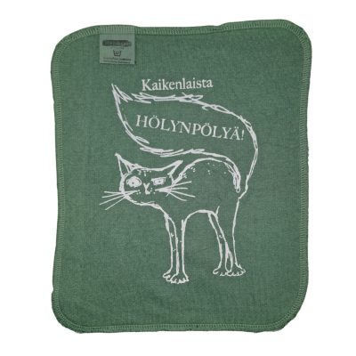 Kaikenlaista hölynpölyä! kissa tiskirätti tumman vihreä – bambuinen kestotiskirätti