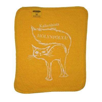 Kaikenlaista hölynpölyä! kissa tiskirätti keltainen – bambuinen kestotiskirätti