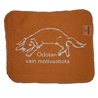 Odotan vain motivaatiota koira tiskirätti oranssi – bambuinen kestotiskirätti