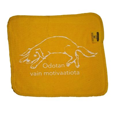 Odotan vain motivaatiota koira tiskirätti keltainen – bambuinen kestotiskirätti