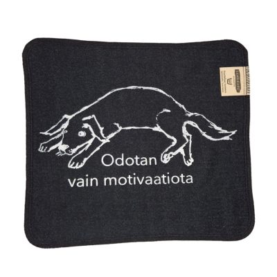 Odotan vain motivaatiota koira tiskirätti musta – bambuinen kestotiskirätti